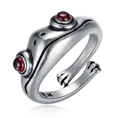 China 2021 fashion cute women's s925 silver jewelry creative personality frog opening adjustable simple ring for sale