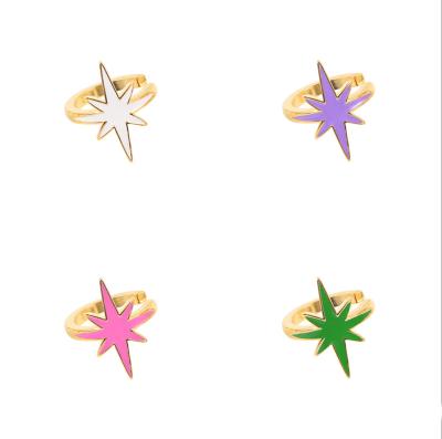 China CLASSIC Pofei Fashion Enamel Star Ear Cuff s925 Sterling Silver Single Earring Korean No Piercing Earrings For Women for sale