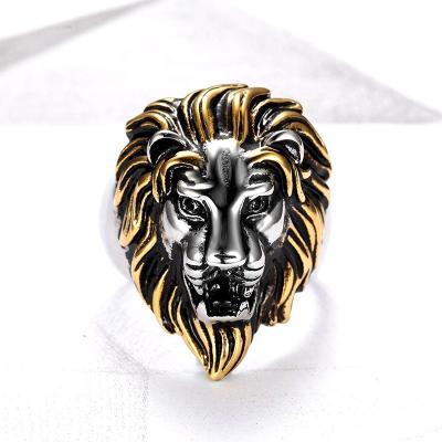 China Retro Mens Hip Hop Personality Hip Hop Lion Casting Domineering Ring Locomotive Jewelry 2022 Stainless Steel Party Gift Punks for sale