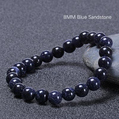 China 2022 CLASSIC Personality Sandstone Natural Stone Blue Star Beaded Elastic Rope Bracelet Men and Women Couples Gift Jewelry Crystal for sale