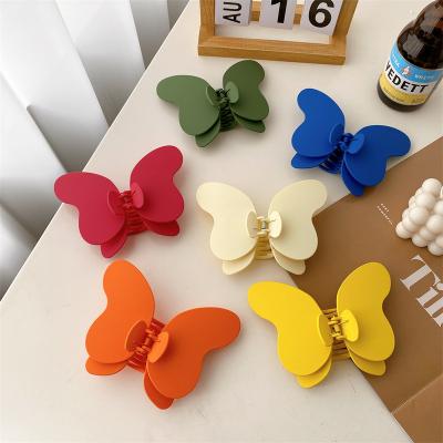 China 2022 Fashion Big Candy Rainbow Butterfly 3D Simple Resin Grab Clip Back Head Hairpin Headwear Women Exaggerated Exaggerated Color Women for sale