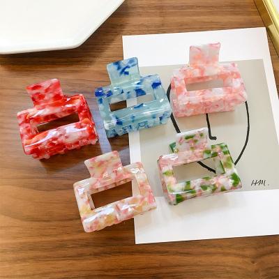 China Wholesale PF 2021 Fashion Hair Accessories Candy Color Square Cavity Hairpin Girl Acetate Board Korean Retro Hair Clow for sale