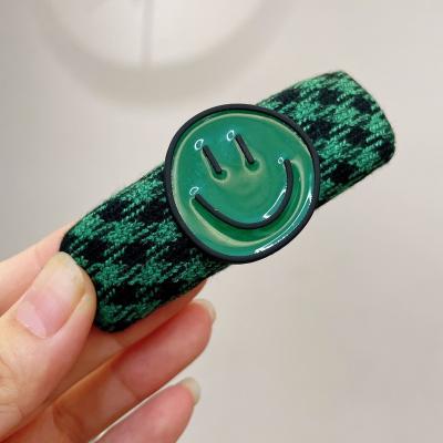 China Sweet cute personality Smiley Face Hairpin Fashion Green autumn and new winter style sponge hits clip hair accessories hairpin girl for sale