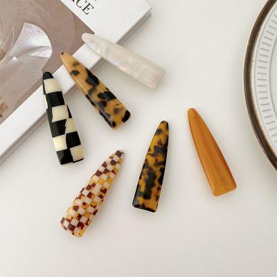 China 2022 Japan and Korean Style Fashion New Latest Design Acetate Hairpin Color Plaid Platypus Side Clip Hair Accessories for sale