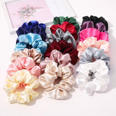 China New Hot Sale Retro 2021 Satin Large Intestine Hair Tie Elastic Band Hair Accessories Fashion Custom Printing Scrunchies for sale