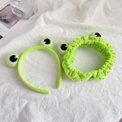 China 2022 new trend sweet cute women's cartoon green frog headband fashion simple cloth hair bundle headband jewelry for sale