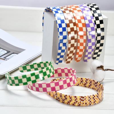 China Japan and French checkered contrast color black and white Korean simple retro trend 2021 new style women's headband fashion personality for sale