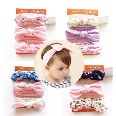 China New Children's Retro Hair Accessories Set Lovely Girl's Baby Cotton Hair Bow Belt Three Red Elastic Headband for sale