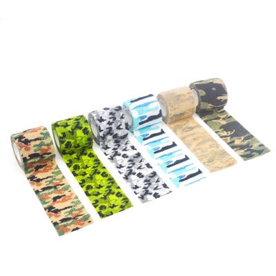 China 95% non woven+5% high quality spandex 5cm*4.5m cohesive bandage self adhesive bandage camouflage for sale