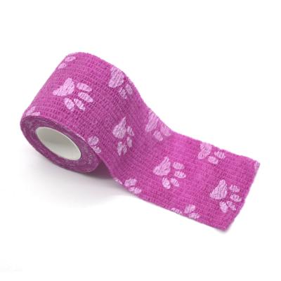 China Free Sample Non Woven Pet Wrap Printed Vet Wrap Flexible Elastic Hoof Cohesive Tape Bandage for sale