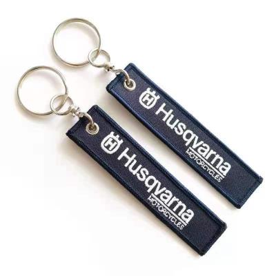 China Hot Selling Customized Personalized Machine Woven Key Chain Embroidery Keyring Logo Key Holder For Promotional Gift for sale