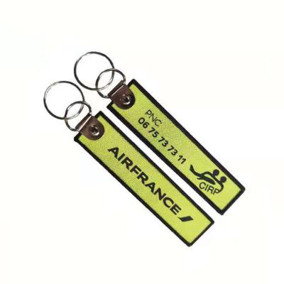 China Custom Holder Key Any Shape Woven Embroidered Throw Key Chain Key Indicator Tags Patch With Your Logo for sale