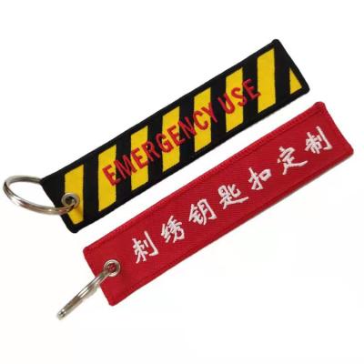 China Custom Rack Key Any Shape Woven Key Chain Embroidered Throw Tags Patch With Letter Logo For Promotional Gift for sale