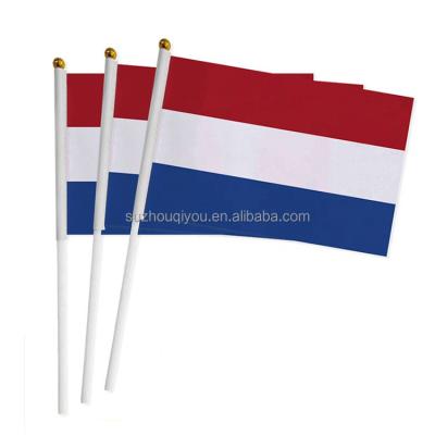 China Custom 2022 Qatar Football World Cup Flags Health Care Institutes Sublimation Hand Flag Netherlands Banner for sale