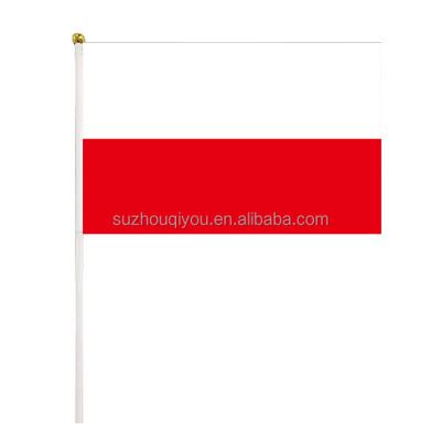 China Custom Healthcare Institutes Polyester World Cup Event Flag Poland Hand Flag Team Hand-Waving Banner for sale