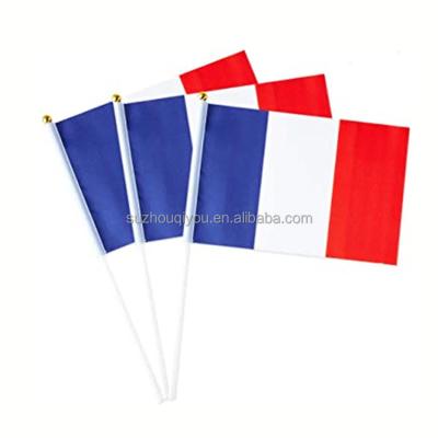 China 100% Polyester Healthcare Institutes World Cup Soccer Custom Printed French Flag Hand Held Waving Digital Printing Banner for sale