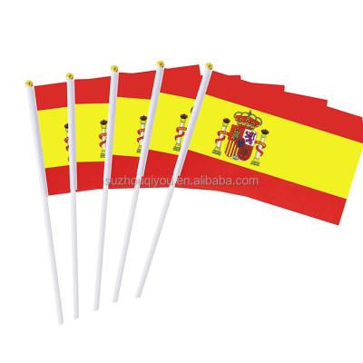 China Healthcare Institutes World Cup Festival Events Small Mini Flag Spain Spanish Stick Flag Country Hand Held Flag Banner for sale