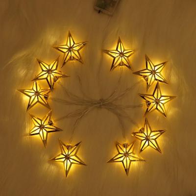 China Customized Battery USB Powered 10 20 LED Metal Star Fairy Garland Christmas Decorations String Lights for sale