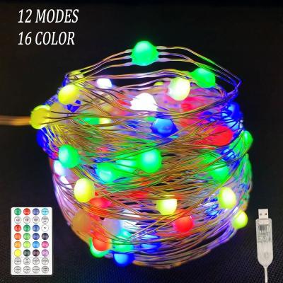 China Home Decor Smart 30 50100 Fairy Dynamic Control RGB 12 Modes Dot USB LED Copper Wire Fairy String Lights For Party Christmas Wedding for sale