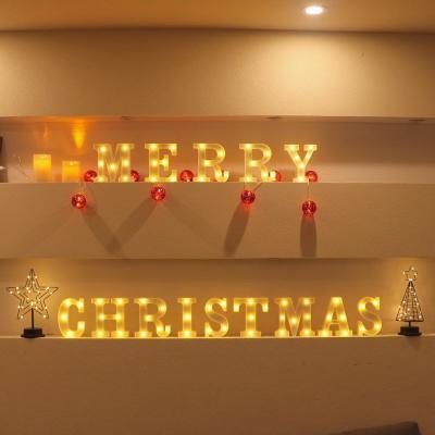 China Plastic Battery Operated 3D Led Lights Merry Christmas Decorations Marquee Sign Alphabet Letters for sale