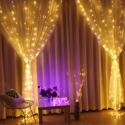 China Customized 3mx1m 3mx2m 3x3m Christmas Halloween Holiday String Led 120 192 By 300 Led Lighting Window Curtain Fairy Lights For Wedding Decoration for sale