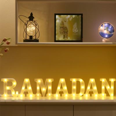 China Indoor Decoration USB Battery Powered Led Ramadan Decorations Marquee Sign Alphabet Lights Letters White for sale