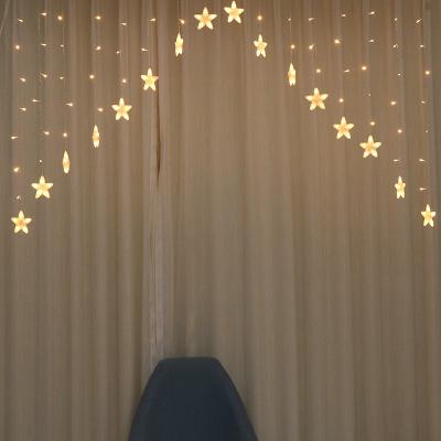 China Plastic Star Led Holiday String Led Lighting Window Icicle Curtain Fairy Lights for Ramadan and Eid Decorations for sale