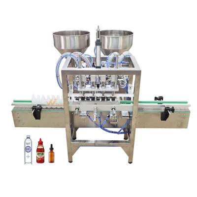 China Food Desktop Automatic Desktop Pump Liquid Bottle Filling Machine With Conveyor For Perfume Eye Drop Beverage for sale