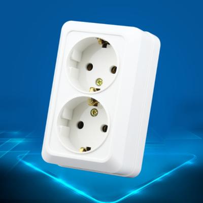 China European Standard European Wire Box Type - 2 Gang Socket Wall Power Outlet 2 Gang German Standard EU 18 Socket for sale