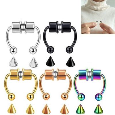 China Magnetic Ring Piercing Jewelry Popular Nose Ring Hoop Ear Nose Ring Clip Non Piercing Horseshoes Septum Decoration for sale