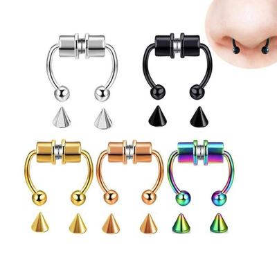 China Stainless Steel Magnet Septum Rings Body Piercing Hip Hop Body Jewelry Gifts Decoration Nose Ring Septum Rings For Women for sale