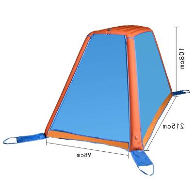 China Diagonal Tie Type 2022 New Custom Logo Double Inflatable Tent Single Door With Double Curtain Outdoor Camping Tent for sale