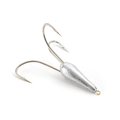 China 2pcs/lot High Carbon Steel treble weighted treble fishhook specs hooks three hooks for sale