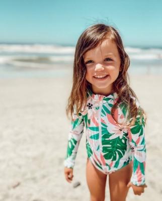 China 2022 New Style Flower Print Swimwear Kids Swimwear Removable Padded One-Piece Swimwear Cute Swimwear For Kids for sale