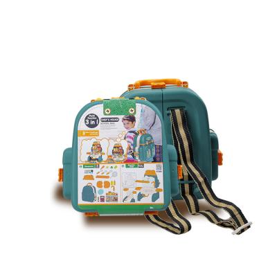 China 2021 new metal children's play house 3 in1 child's bag environmental friendly simulation kitchen set role play kitchen educational toy for sale