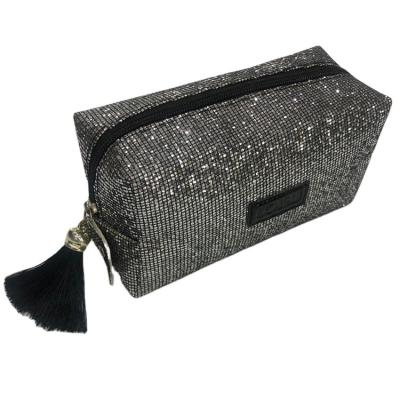 China Hot Wholesale Makeup Brush Makeup Sequin Tassel Glitter Cosmetic Bag For Women Girl for sale