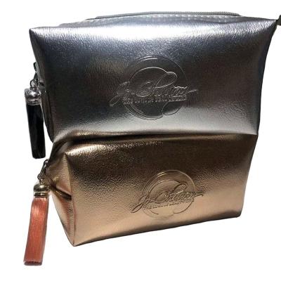 China Low MOQ Gold Plain Small Cosmetic Bag Hot Custom Waterproof Makeup Brush For Promotion Women for sale