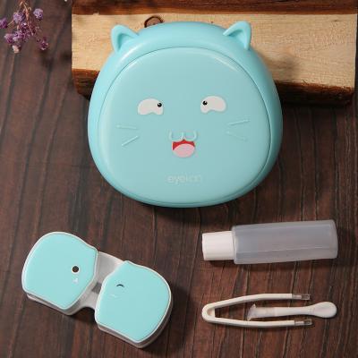 China Cute Cartoon Contact Lenses Box Easy Carrying Cosmetic Case For Eye Color Care Travel Kit Holder Container Plastic Contact Lens Case for sale