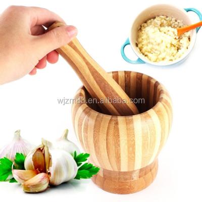 China Viable unique bamboo mortar and pestle set, wholesale kitchen accessories for sale