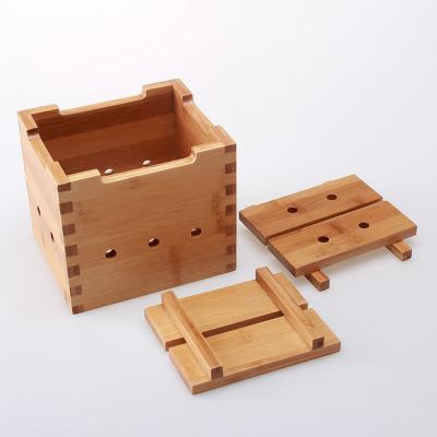 China Sustainable bamboo tofu box with fabric for sale