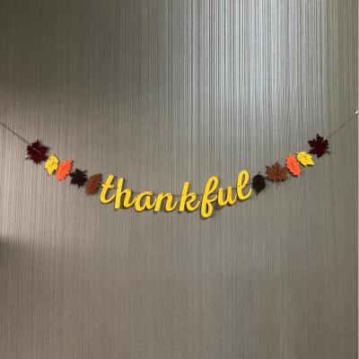 China Thanksgiving Fall Decorations Personalized Thankful Felt Garland Banner Autumn Leaves Banner for Fall Decor and Crafts for sale