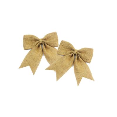 China Christmas Tree Decoration Natual Burlap Bows Burlap Bows Topper Bow Rustic Wedding Christmas Tree Decor for sale