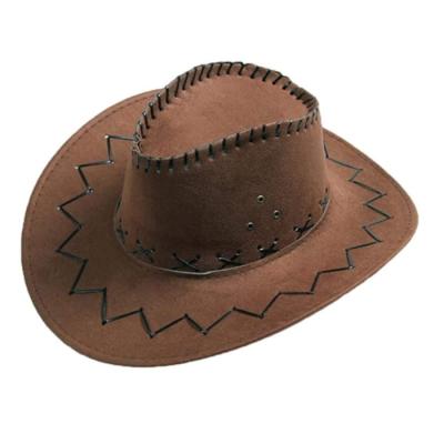 China Polyester Custom Europe America Style Faux Felt Colorful Vintage Wide Brim Suede Western Cowboy Hat For Women Men for sale