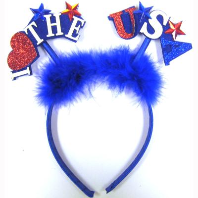 China Polyester Novelties USA Feather Headbands Patriot Bopper 4th of July Party Accessories for sale