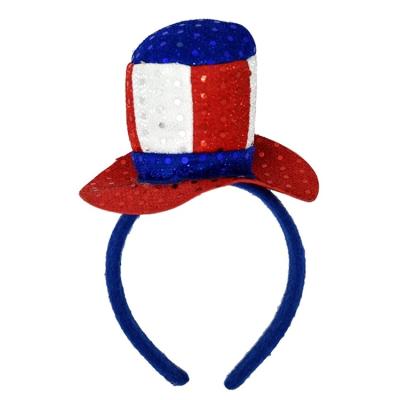 China Fourth of July Uncle Sam Top Hat Head Band USA Patriotic Kids Boppers Hair Costume Polyester Dress Up Accessories for sale