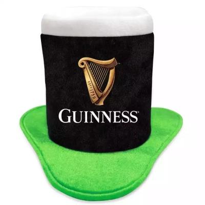 China Promotional Polyester Cheap Price St Patricks Day Guinness Beer Stuffed Plush Top Hat for sale