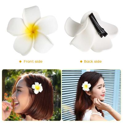 China Hawaiian Wedding Party Foam Hair Clip Egg Foam Bridal Hair Clip Plumeria Plumeria Flowers For Hair for sale