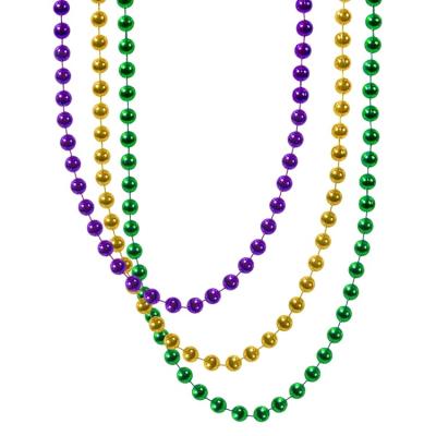 China Mardi Gras Bead Necklaces Healing System Small Simple Round Bead Thin Carnival Bead Necklace for sale