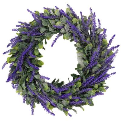 China Wedding Decoration / Home Decoration Green Leaves Boxwood Wreath with Artificial Lavender Wreath Flower Arrangements Spring Wreath for sale