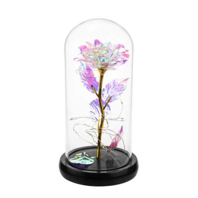 China LED Glass Rose Artificial Flower with Glass Dome for sale